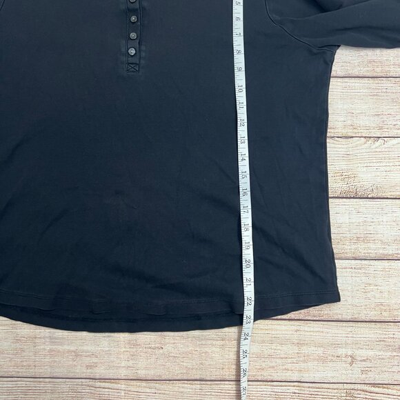 LL Bean Womens XL Henley Shirt 3/4 Sleeve Black 100% Cotton Made in Cambodia - Picture 4 of 8